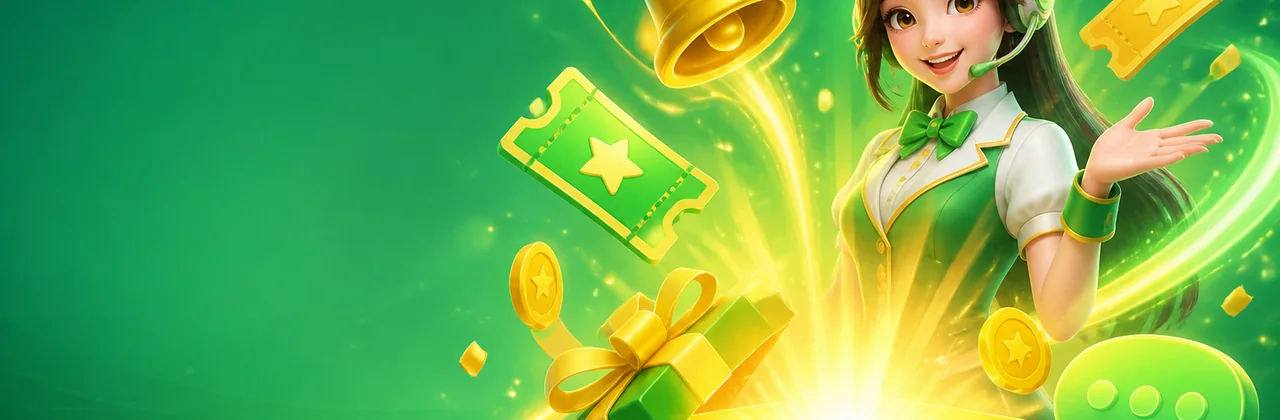 Banner xanh vàng về ưu đãi và hỗ trợ